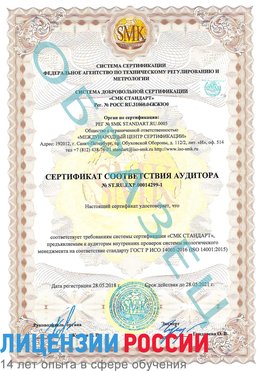 Образец сертификата соответствия аудитора №ST.RU.EXP.00014299-1 Котово Сертификат ISO 14001